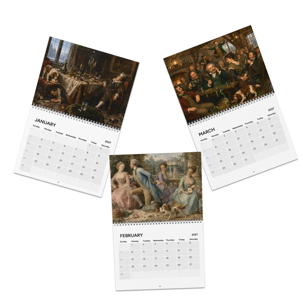 Fine Art Poor Behavior 2027 Wall Calendar | Funny Retro Art, Cocker Spaniel Dog