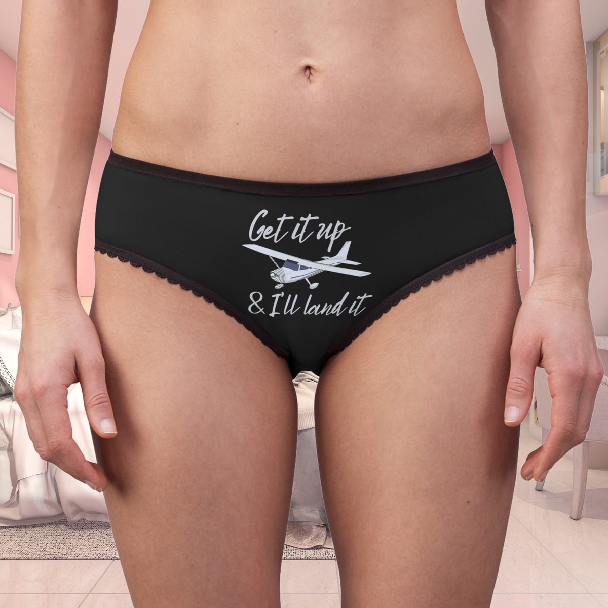 Aviator Briefs — "Get it up & I'll land it" Women's Printed Panties