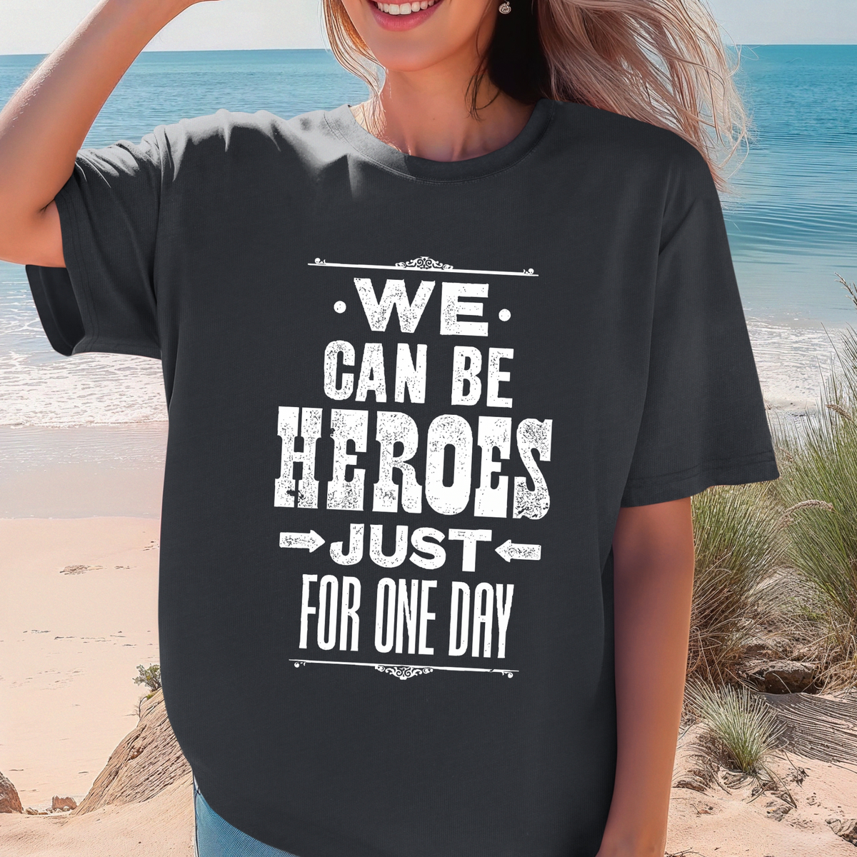 We Can Be Heroes quote T-shirt | Bowie Lyric Tee, 'Heroes', Classic Rock Shirt