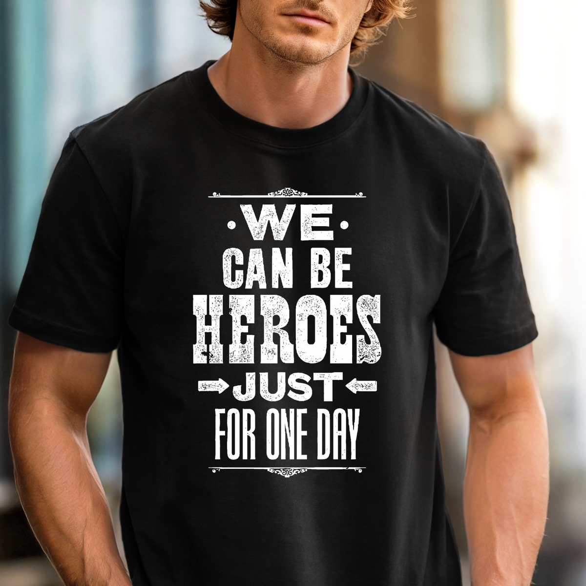 We Can Be Heroes quote T-shirt | Bowie Lyric Tee, 'Heroes', Classic Rock Shirt