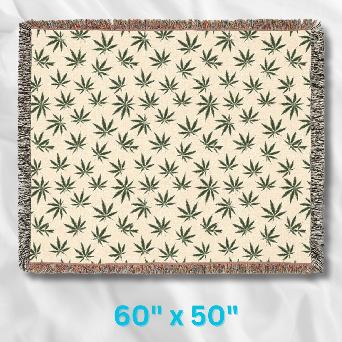 Happy Leaf Pattern Woven Blanket, Cozy Home Decor, Grass Throw, Botanical Enthusiast Rug