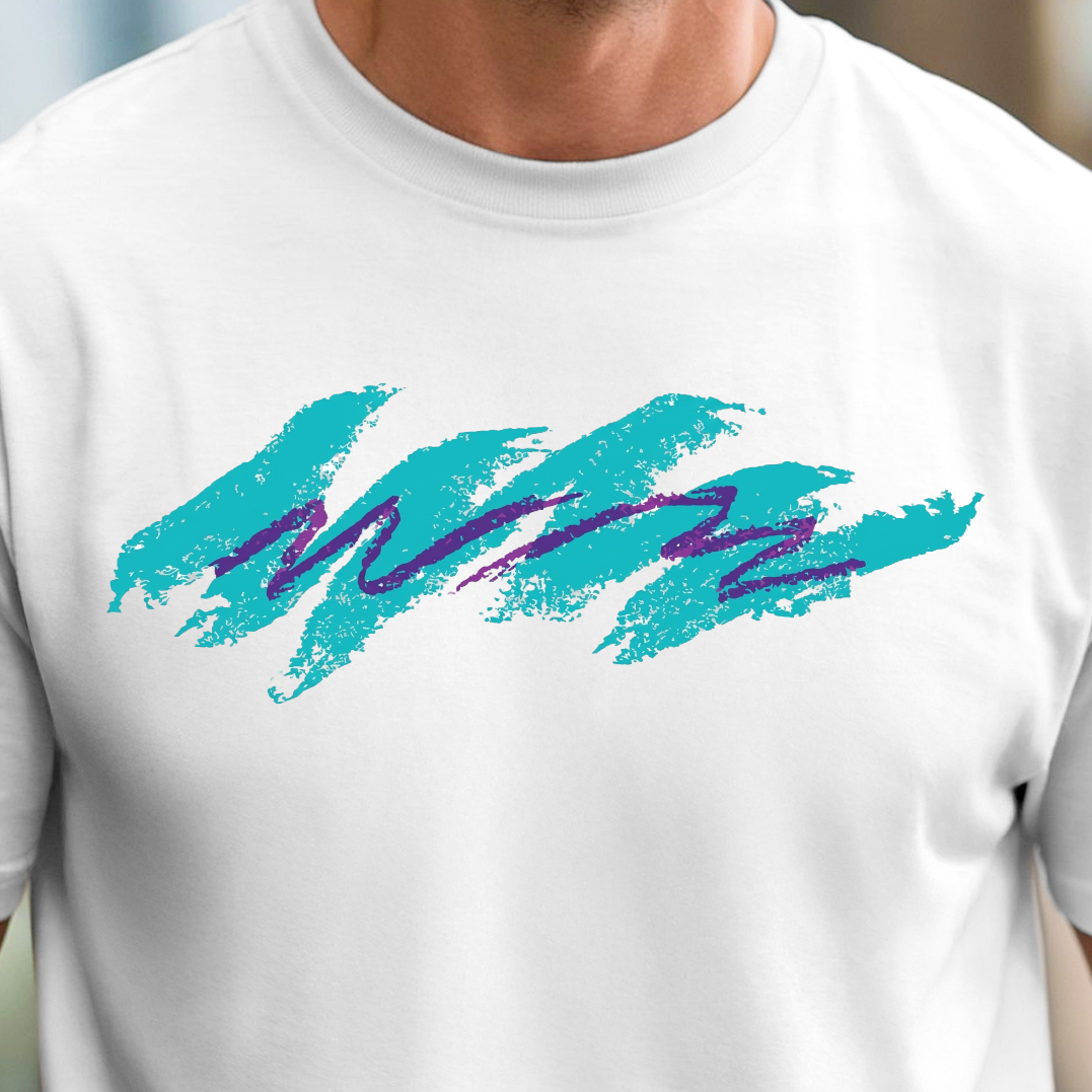 T-Shirt — Retro Teal Jazz Cup Wave Graphic