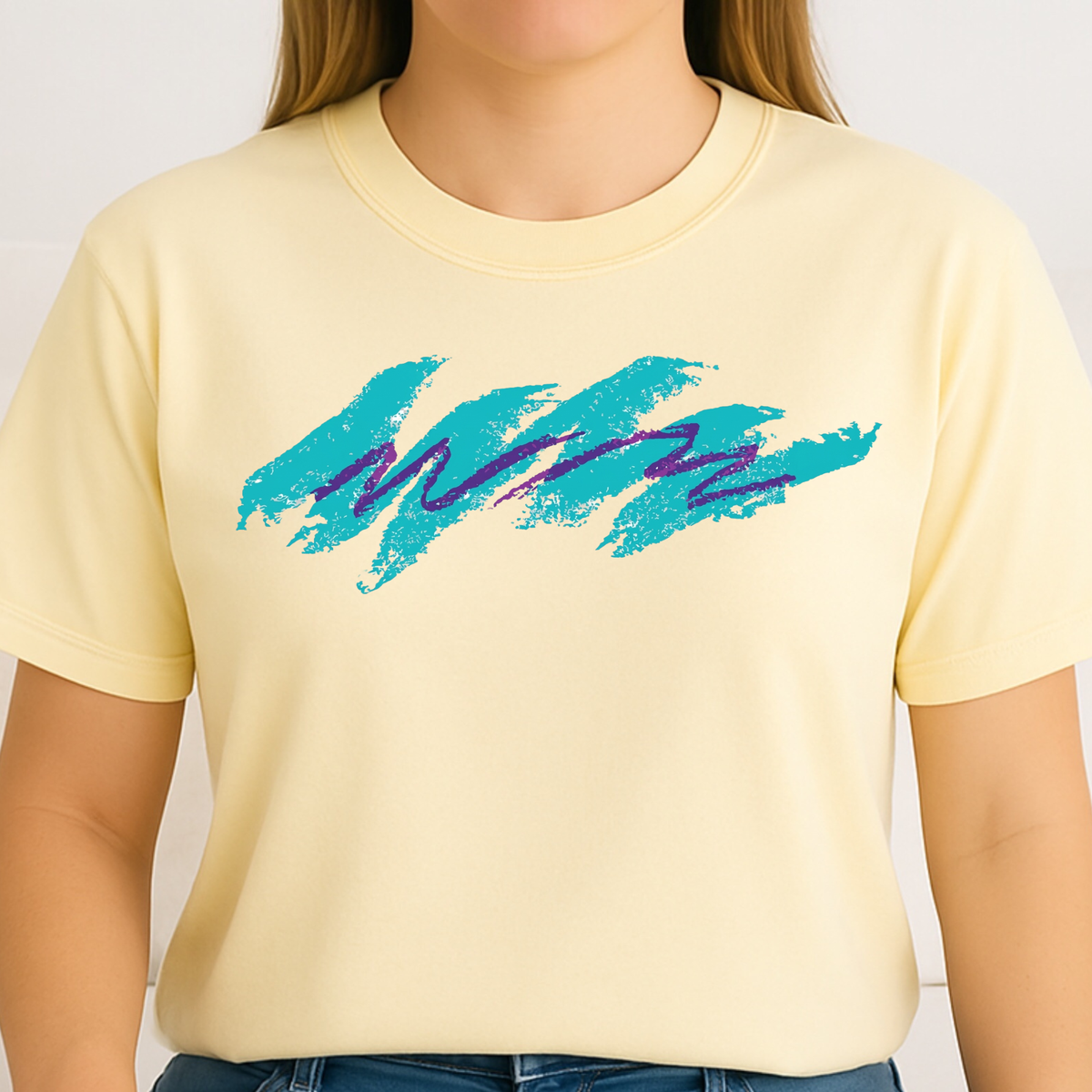T-Shirt — Retro Teal Jazz Cup Wave Graphic