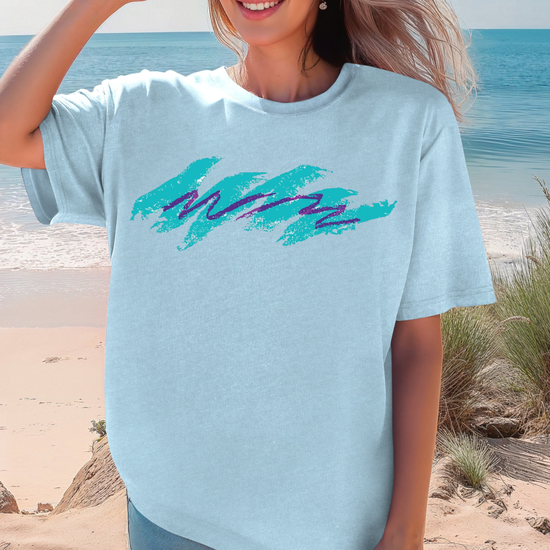 T-Shirt — Retro Teal Jazz Cup Wave Graphic