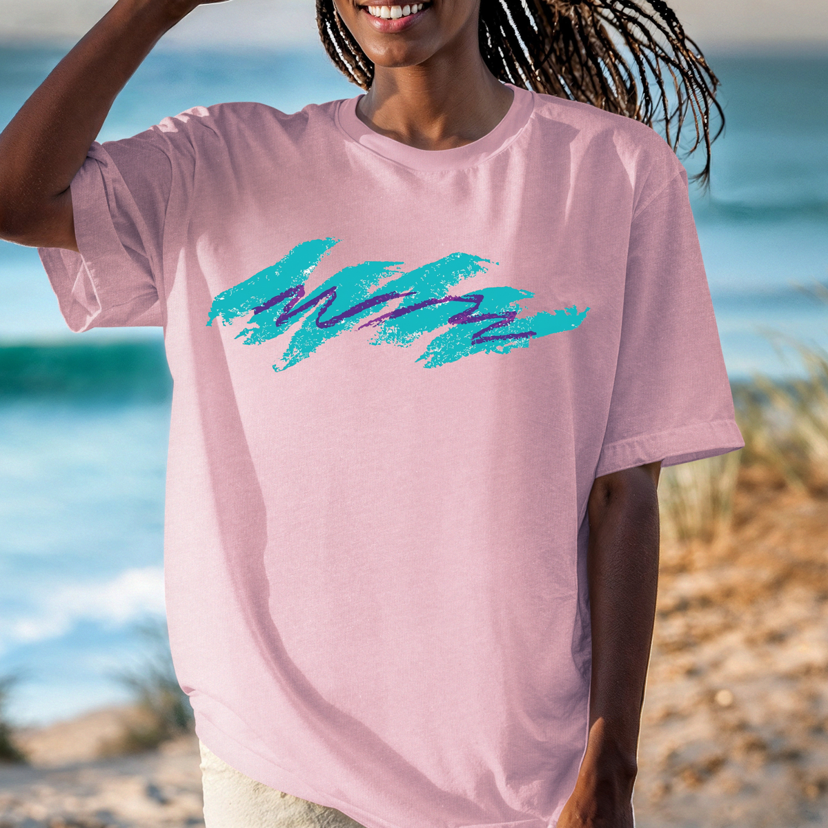 T-Shirt — Retro Teal Jazz Cup Wave Graphic