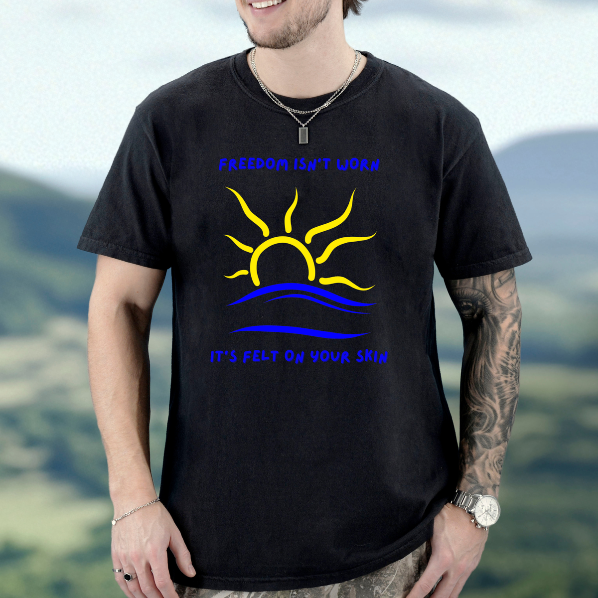 Freedom Isn't Worn It's Felt On Your Skin T-Shirt, Nudist and Naturist Shirt, Fun Beachwear Tee