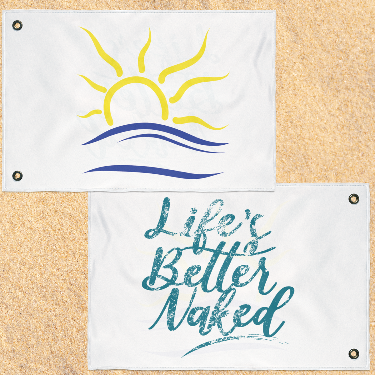 Life's Better Naked double-sided Flag, Naturist and Nudist Penant, Beach or Yard