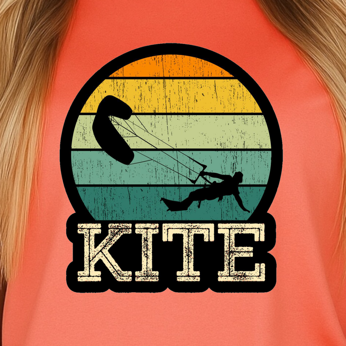 Retro Kiteboarding Sunset T-shirt | Kite Board Enthusiast Tee, Beach Shirt