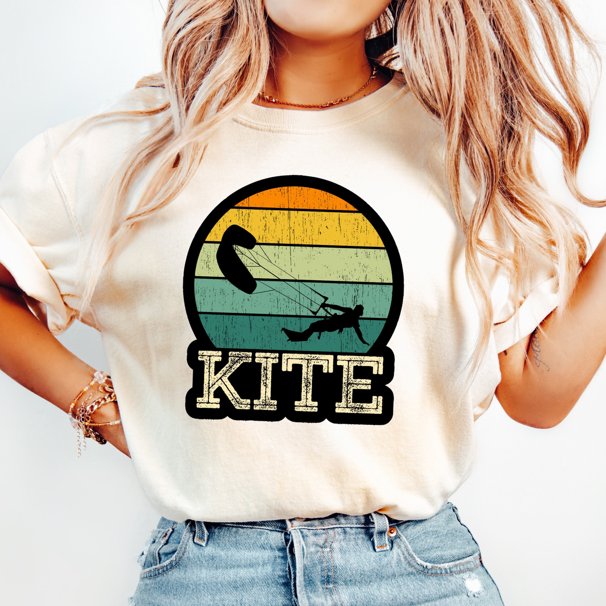 Retro Kiteboarding Sunset T-shirt | Kite Board Enthusiast Tee, Beach Shirt