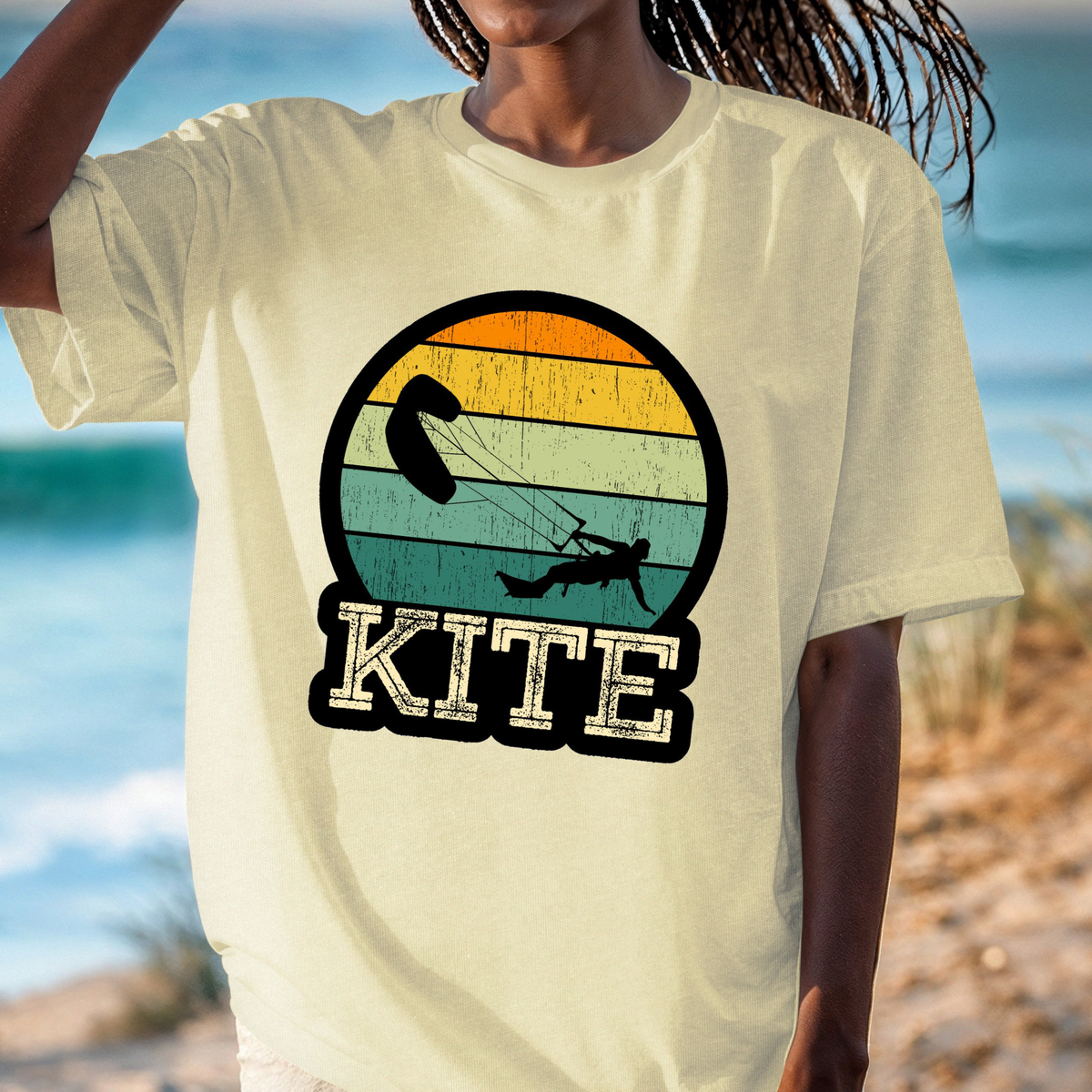 Retro Kiteboarding Sunset T-shirt | Kite Board Enthusiast Tee, Beach Shirt