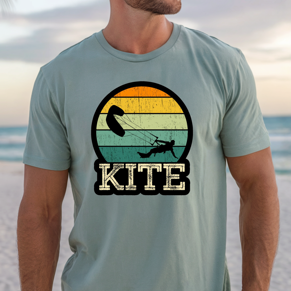 Retro Kiteboarding Sunset T-shirt | Kite Board Enthusiast Tee, Beach Shirt