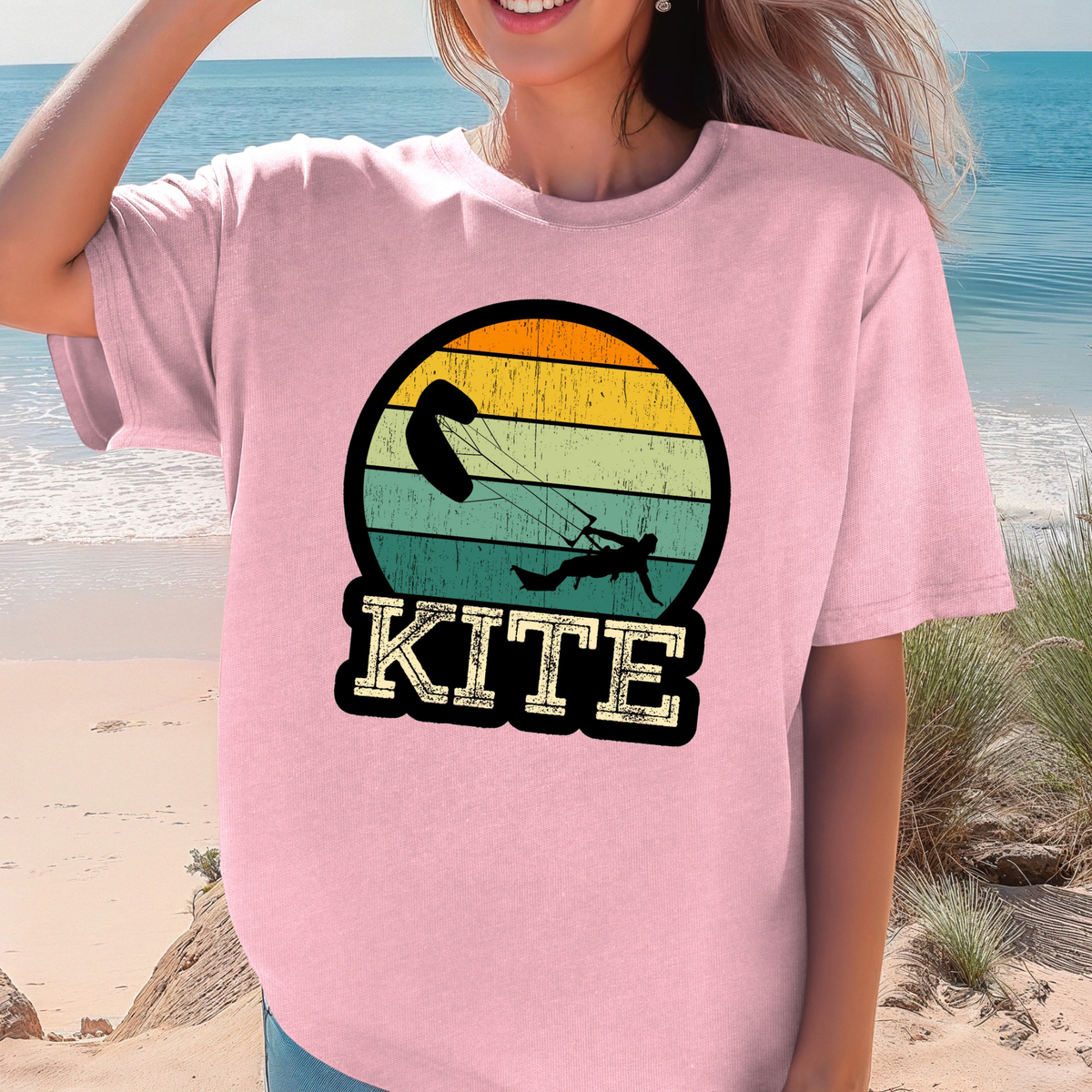Retro Kiteboarding Sunset T-shirt | Kite Board Enthusiast Tee, Beach Shirt