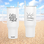 40oz Engraved Insulated Tumbler with Lid — Double Sided 'Life's Better Naked' Nudist Naturist Design Cup