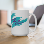 Retro Jazz Coffee Mug 15oz | 90s Teal Purple Wave Tea Cup, Disposable 15oz Ceramic Design