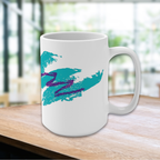 Retro Jazz Coffee Mug 15oz | 90s Teal Purple Wave Tea Cup, Disposable 15oz Ceramic Design