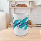 Retro Jazz Coffee Mug 15oz | 90s Teal Purple Wave Tea Cup, Disposable 15oz Ceramic Design