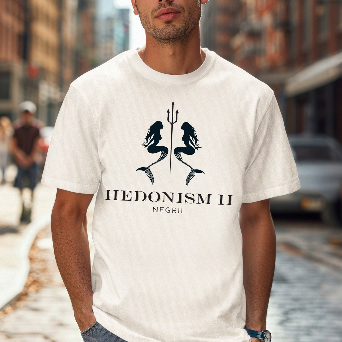 Hedonism II Mermaid Trident Tee | Retro Resort Graphic T-Shirt, Jamaica Shirt