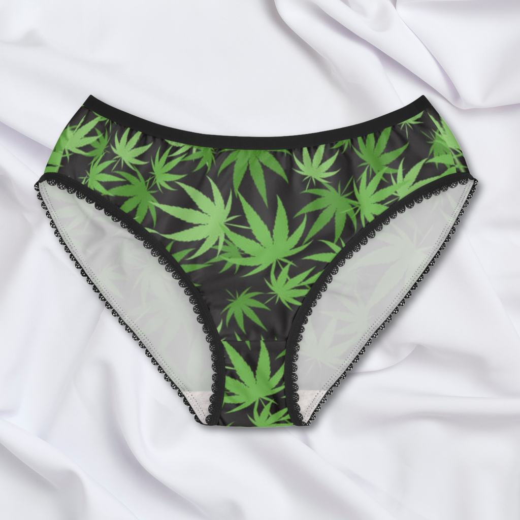 Cannabis Leaf Pattern Women's Briefs | Weed Lingerie Underwear, Fun Pot Panties