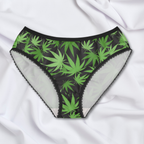 Cannabis Leaf Pattern Women's Briefs | Weed Lingerie Underwear, Fun Pot Panties