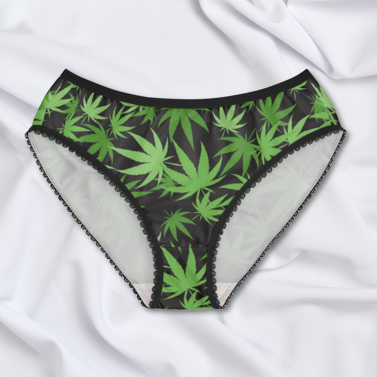 Cannabis Leaf Pattern Women's Briefs | Weed Lingerie Underwear, Fun Pot Panties