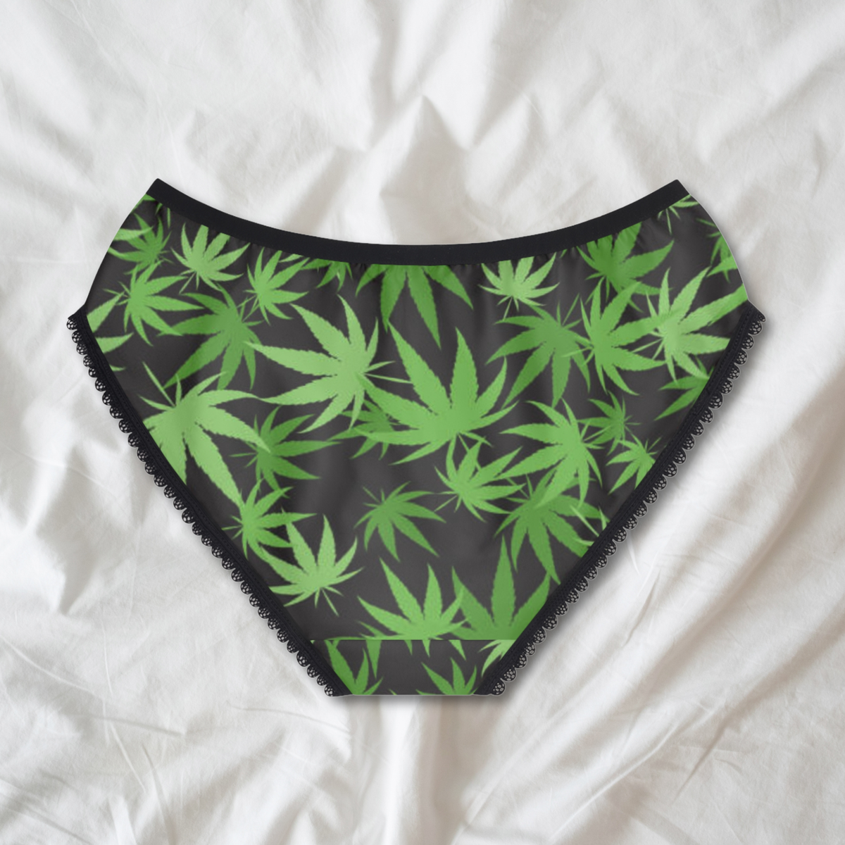 Cannabis Leaf Pattern Women's Briefs | Weed Lingerie Underwear, Fun Pot Panties