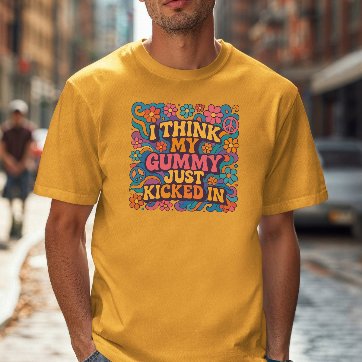 'I Think My Gummy Just Kicked In' T-shirt | Retro Psychedelic Design Tee