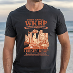 WKRP Turkey Drop T-shirt | Funny Thanksgiving Tee, Classic Sitcom Holiday Shirt