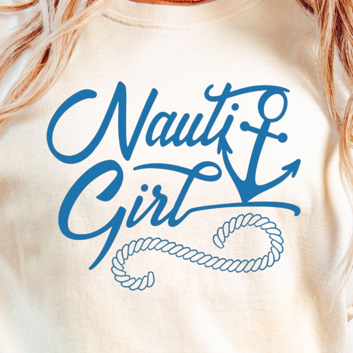 Nauti Girl anchor rope T-Shirt | Nautical beach tee, Sailing Shirt, Boatwear