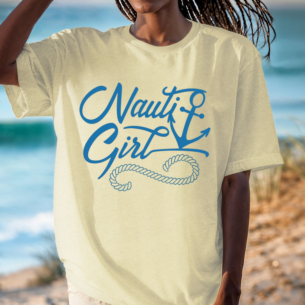 Nauti Girl anchor rope T-Shirt | Nautical beach tee, Sailing Shirt, Boatwear