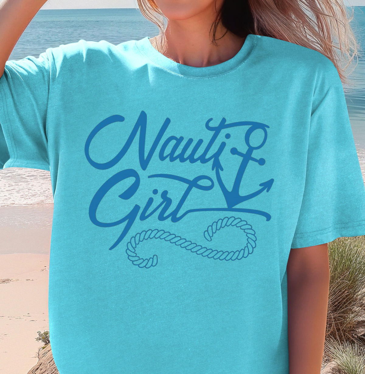 Nauti Girl anchor rope T-Shirt | Nautical beach tee, Sailing Shirt, Boatwear