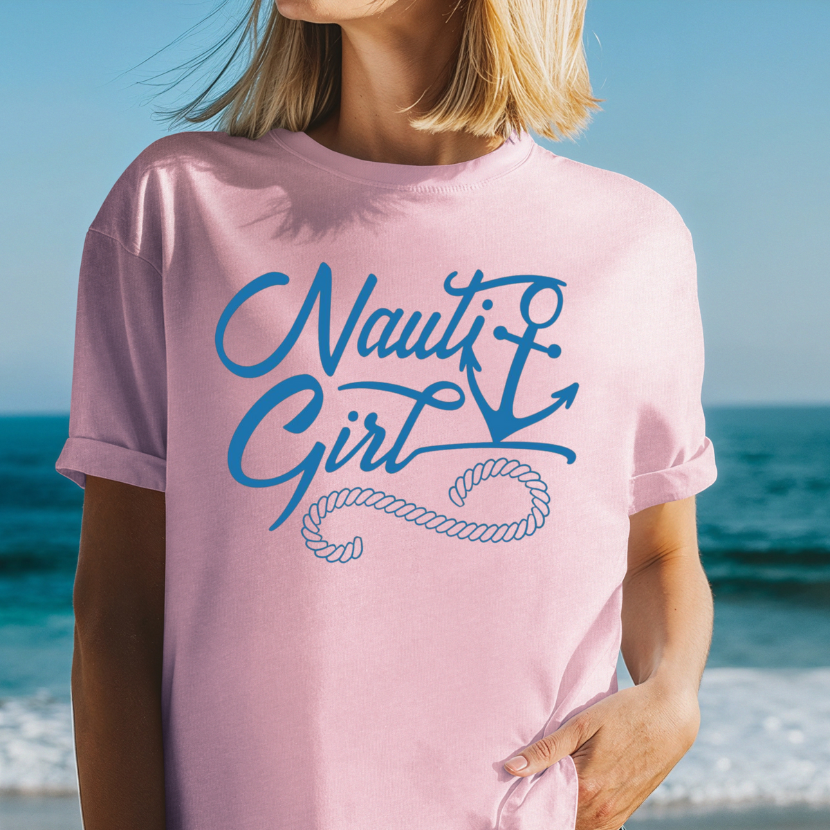 Nauti Girl anchor rope T-Shirt | Nautical beach tee, Sailing Shirt, Boatwear