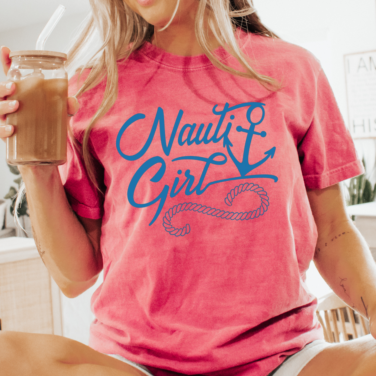 Nauti Girl anchor rope T-Shirt | Nautical beach tee, Sailing Shirt, Boatwear