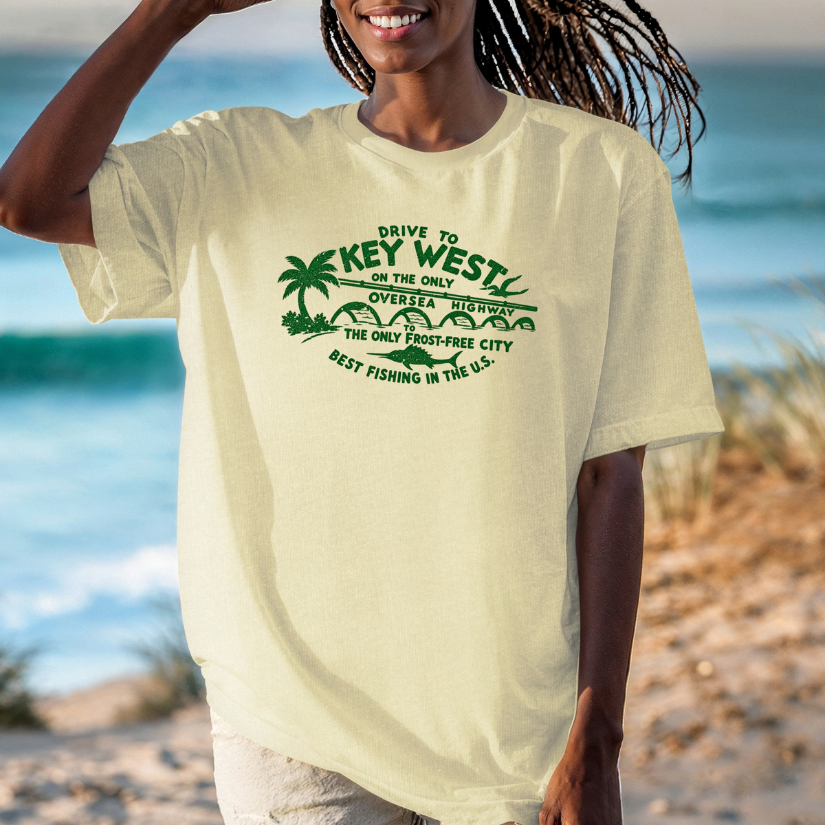 Key West Road Trip T-shirt | Retro 1940s Design Tee, Weathered Look Graphic
