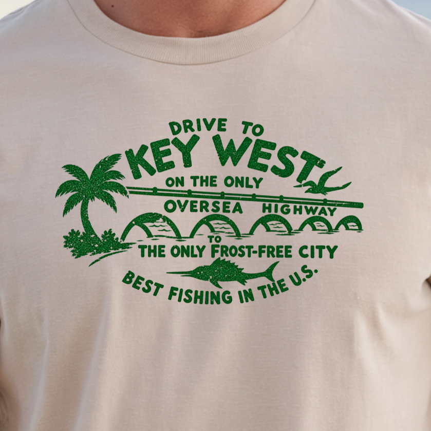 Key West Road Trip T-shirt | Retro 1940s Design Tee, Weathered Look Graphic