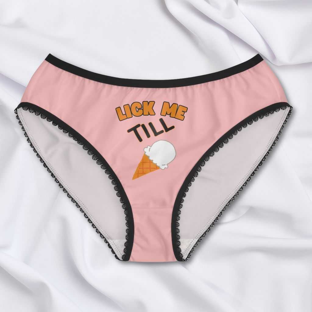 Funny 'Lick Me Till Ice Cream' Women's Briefs | Cheeky Ladies Lingerie Panties