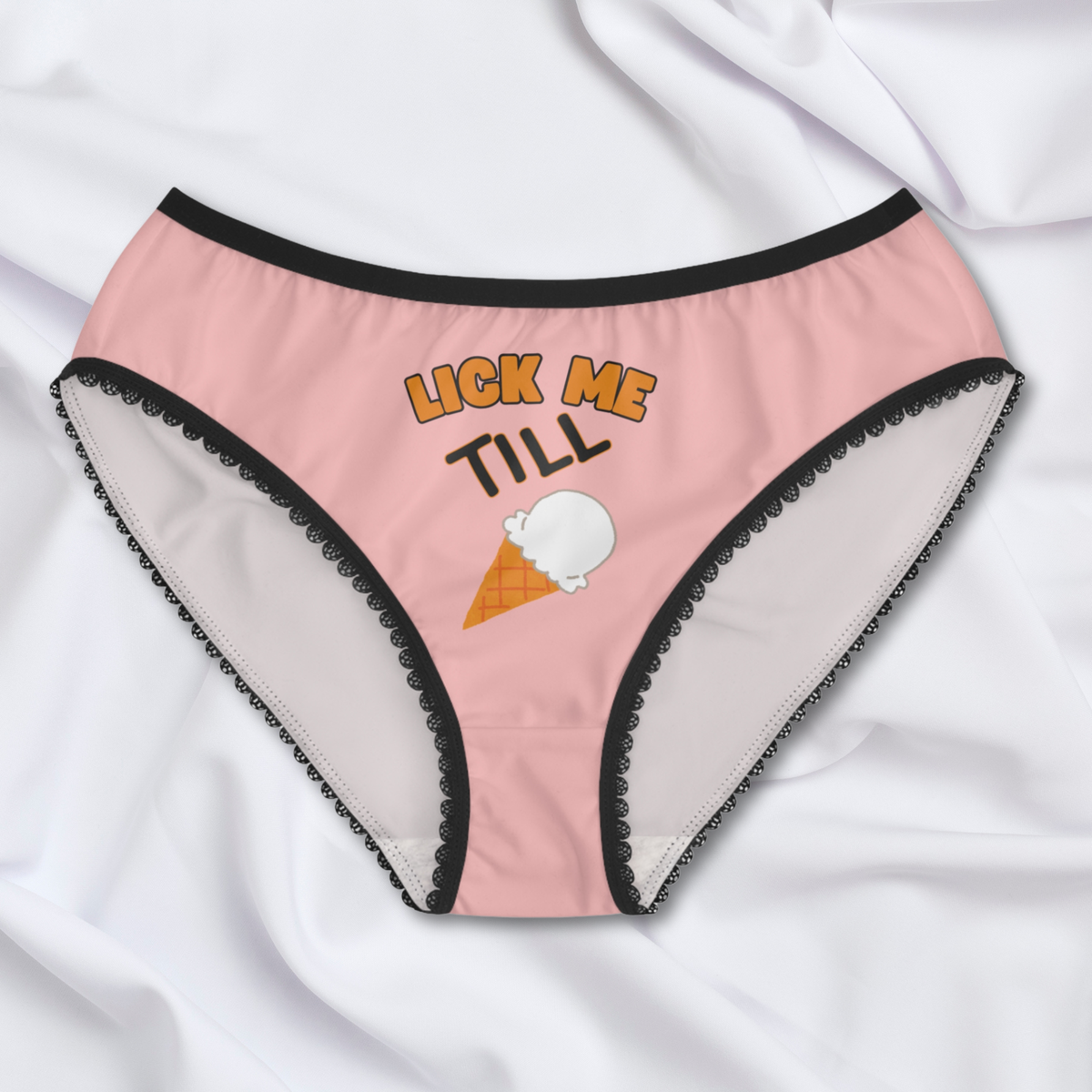 Funny 'Lick Me Till Ice Cream' Women's Briefs | Cheeky Ladies Lingerie Panties