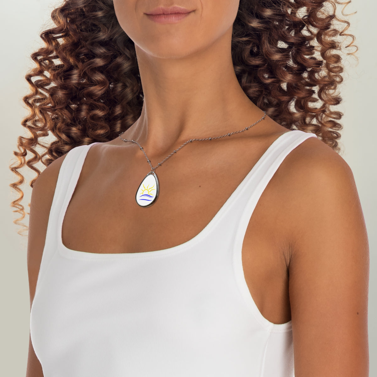 Naturist Oval Necklace | Teardrop Pendant, Nudist Symbol Jewelry