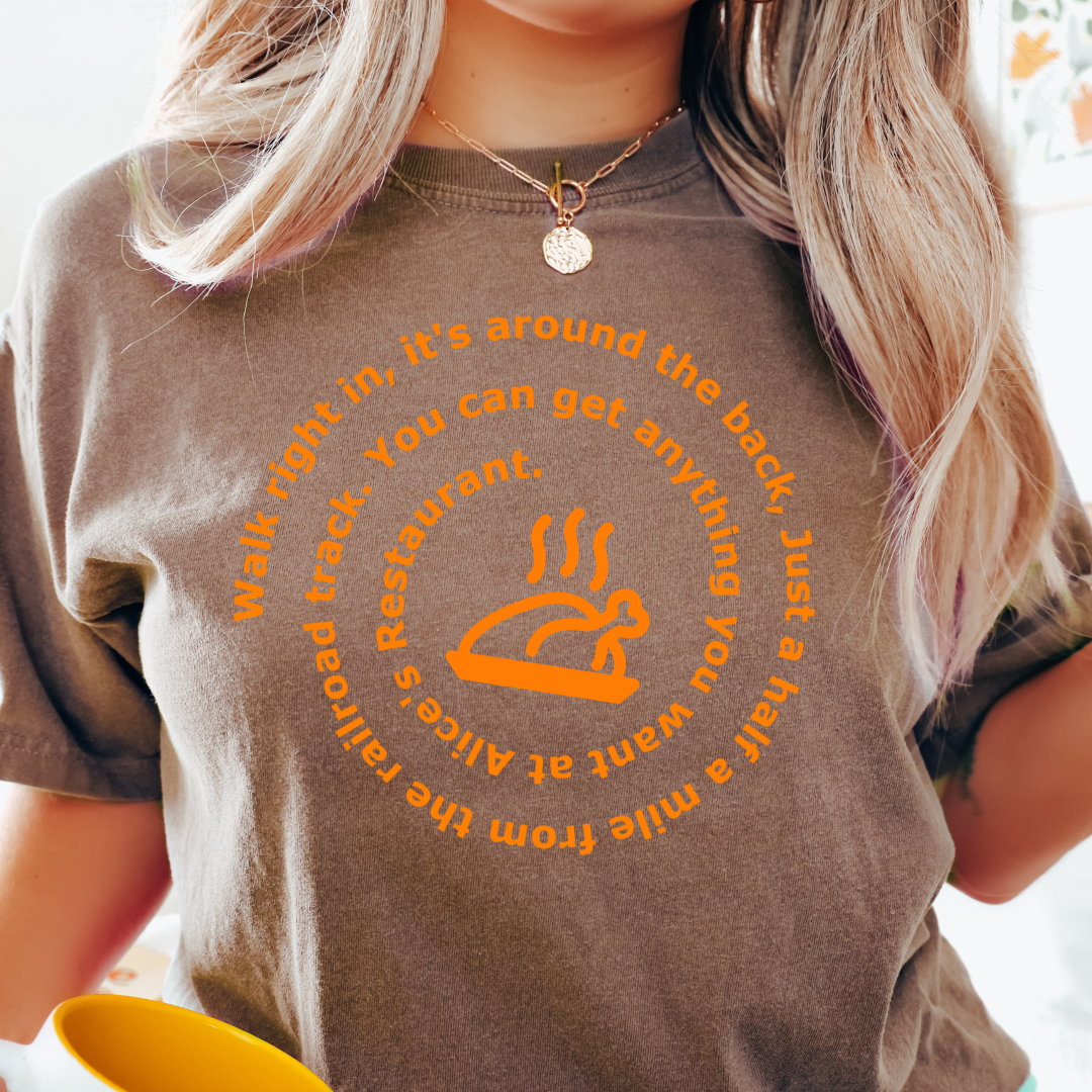 Arlo Guthrie Inspired Thanksgiving T-shirt, Alice's Restaurant, Turkey Tee