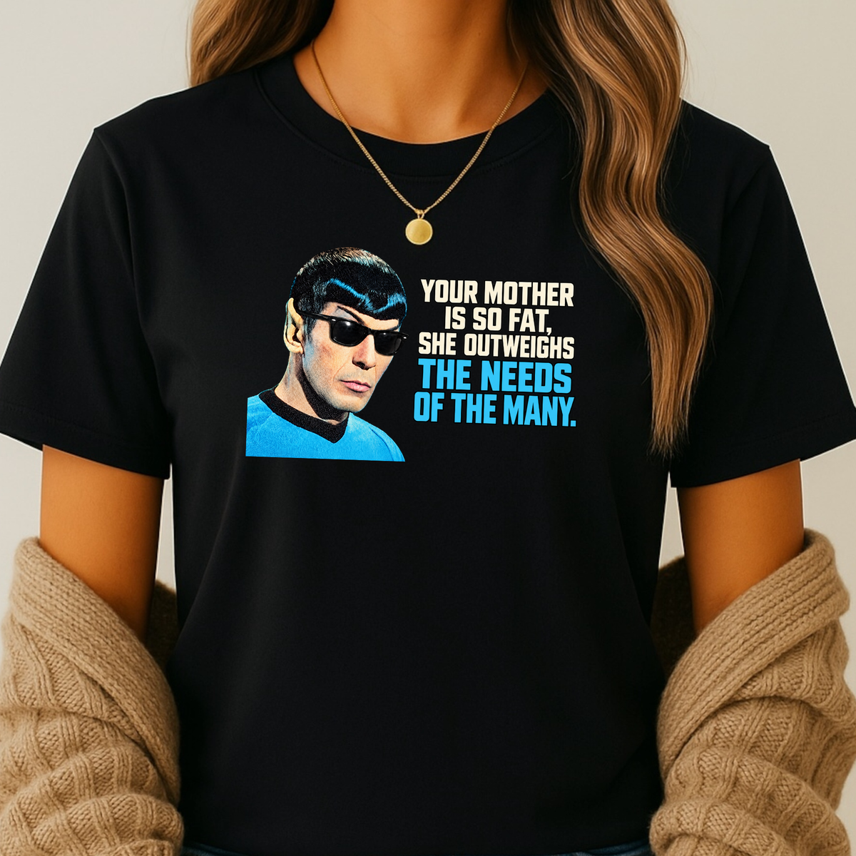 Funny Trek Inspired Tee | Spock Quote "Your Mother Is So Fat" Fun Sci-Fi T-Shirt