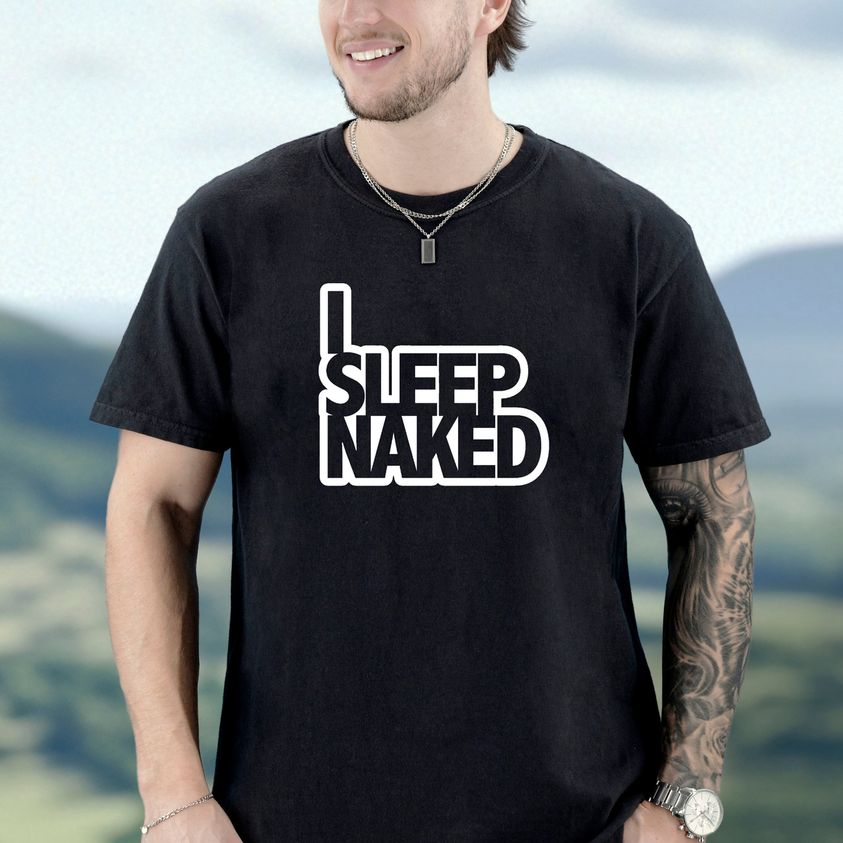 'I Sleep Naked' T-shirt | Cheeky Statement Tee, Funny Night Out Shirt