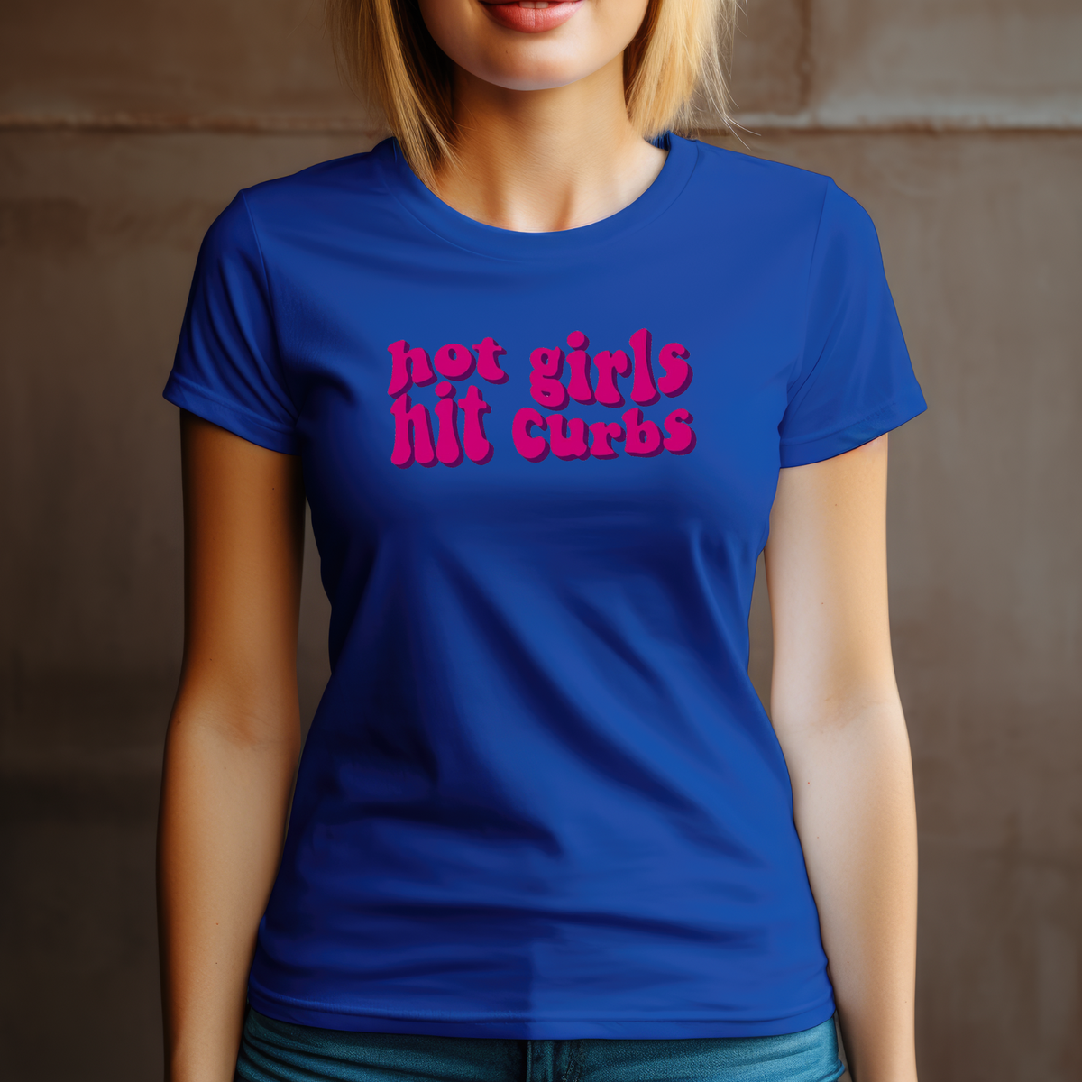 Hot Girls Hit Curbs T-Shirt | Funny Women's Graphic Tee, Night Out Top
