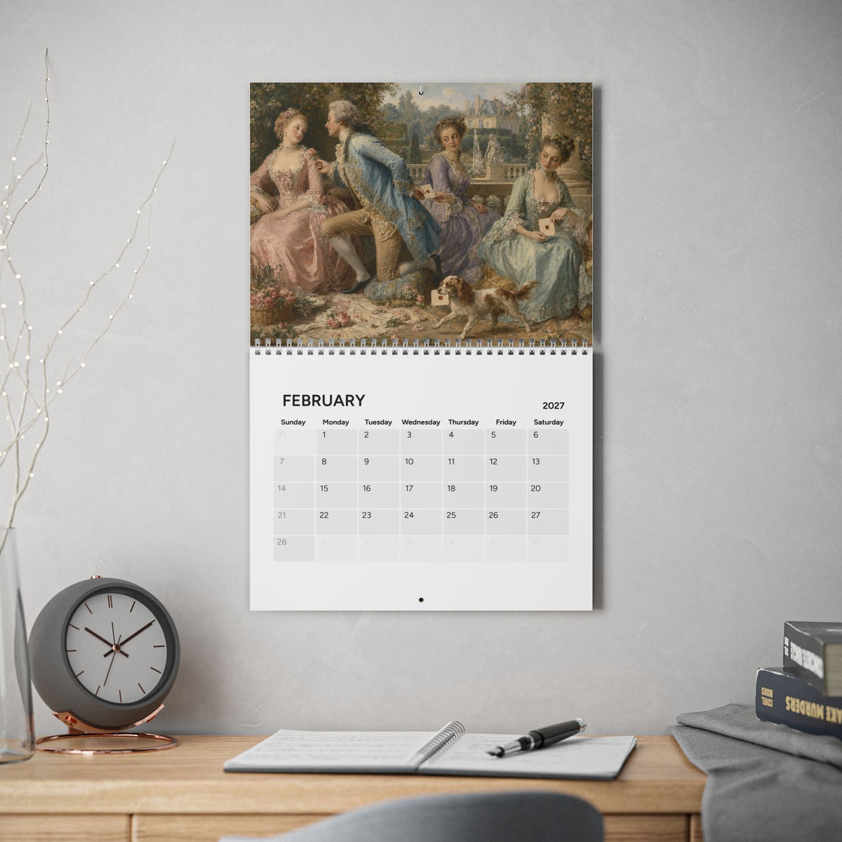Fine Art Poor Behavior 2027 Wall Calendar | Funny Retro Art, Cocker Spaniel Dog