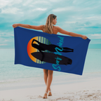 Surf Naked Beach Towel, Surfing Silhouette Pool Towel, Naturists, Nudists and Surfers