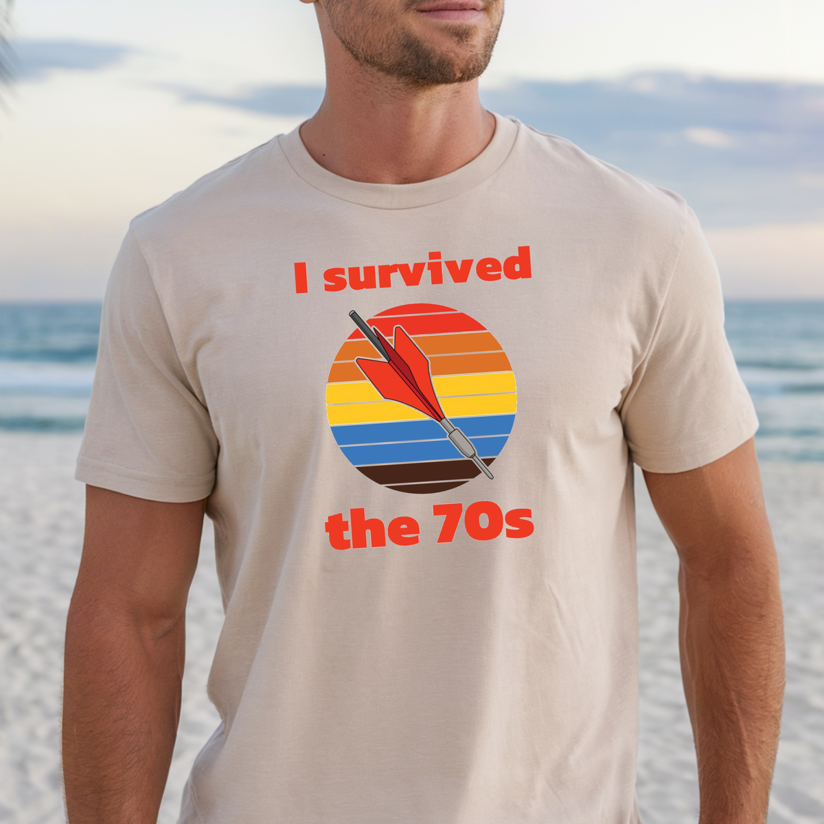 I Survived the 70s T-Shirt | Retro Sunset Vintage Graphic Tee, Lawn Darts