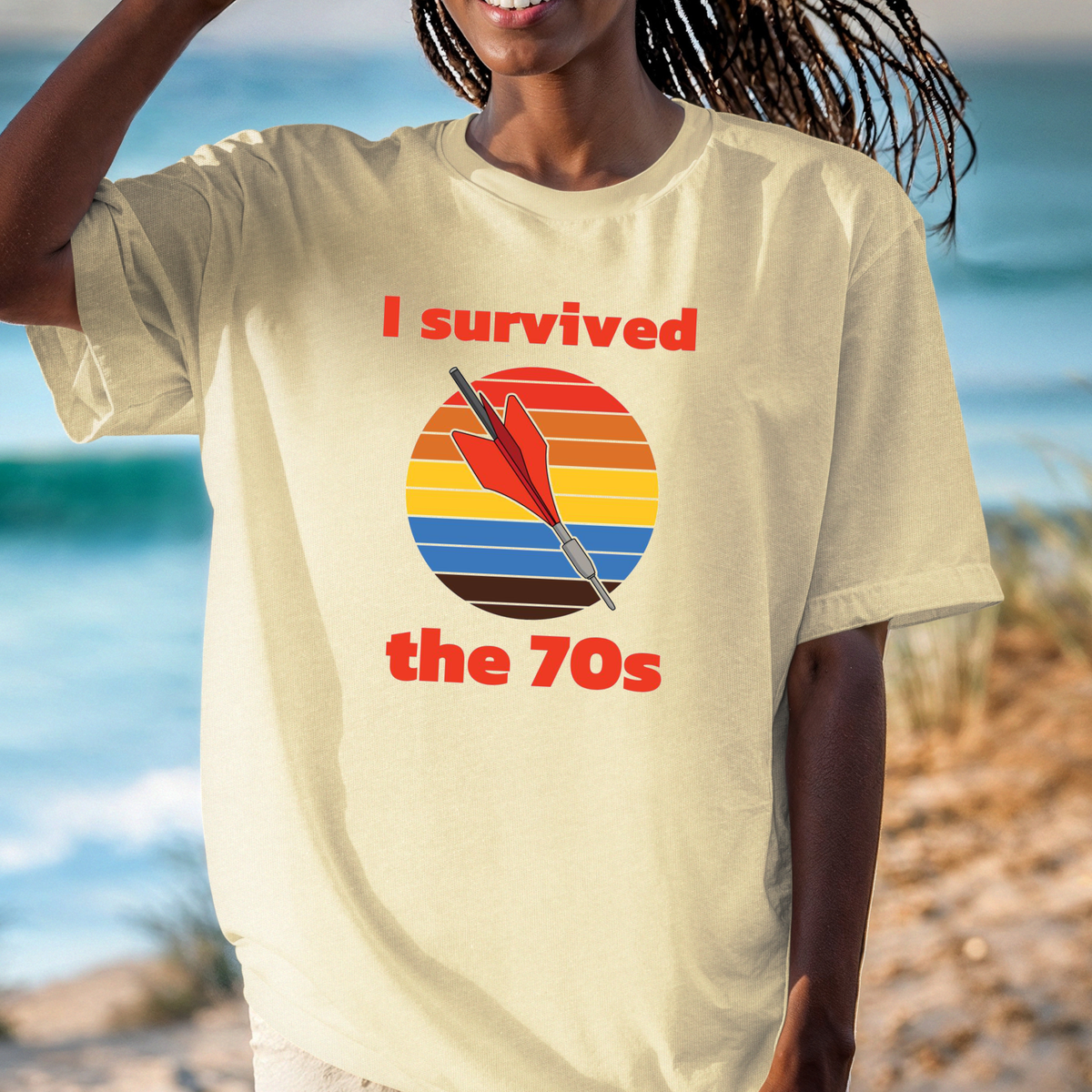 I Survived the 70s T-Shirt | Retro Sunset Vintage Graphic Tee, Lawn Darts