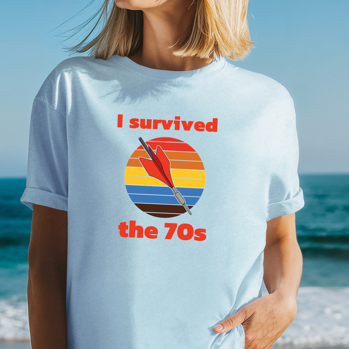 I Survived the 70s T-Shirt | Retro Sunset Vintage Graphic Tee, Lawn Darts