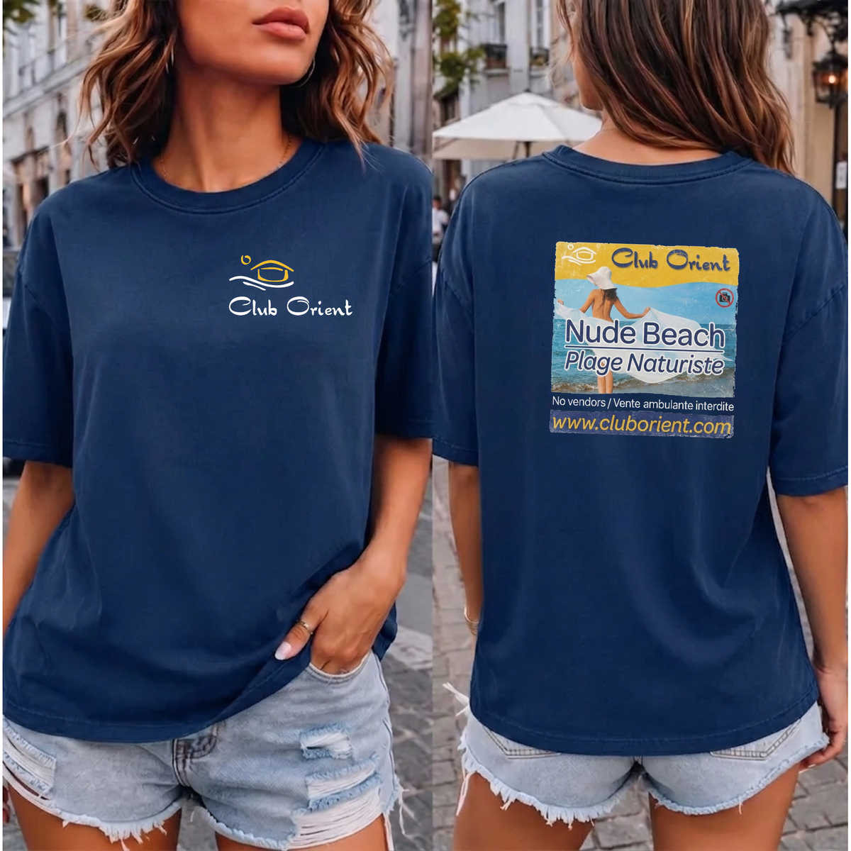 Club Orient Nude Beach T-Shirt | Plage Naturiste Resort Logo Tee, St. Martin