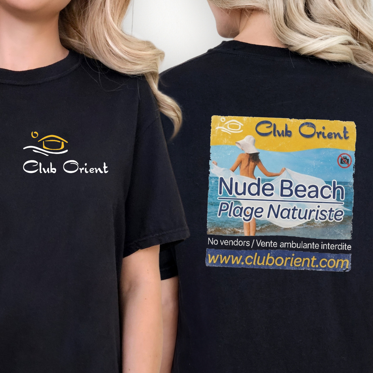 Club Orient Nude Beach T-Shirt | Plage Naturiste Resort Logo Tee, St. Martin