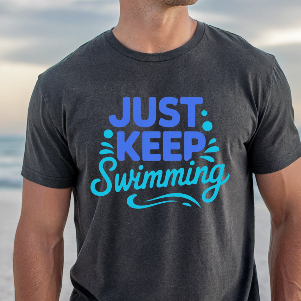 Just Keep Swimming T-shirt | Inspirational Ocean Beach and Pool Lover Tee, Swimmer Shirt