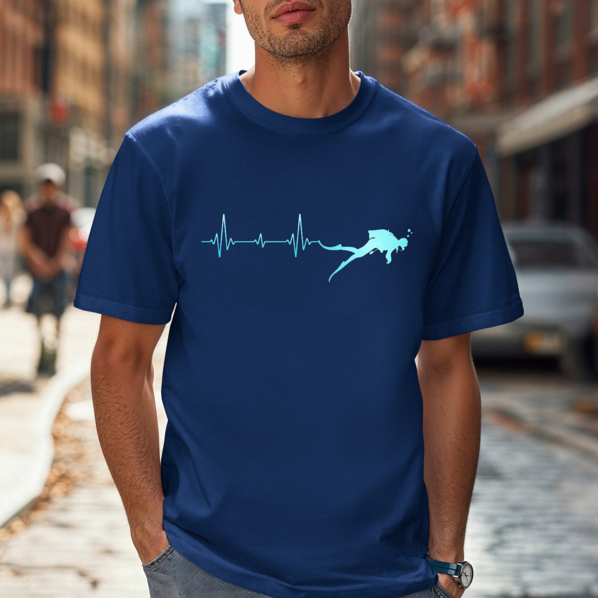 SCUBA Diver Heartbeat T-shirt | Diving EKG Line Tee, Ocean Lover's Shirt